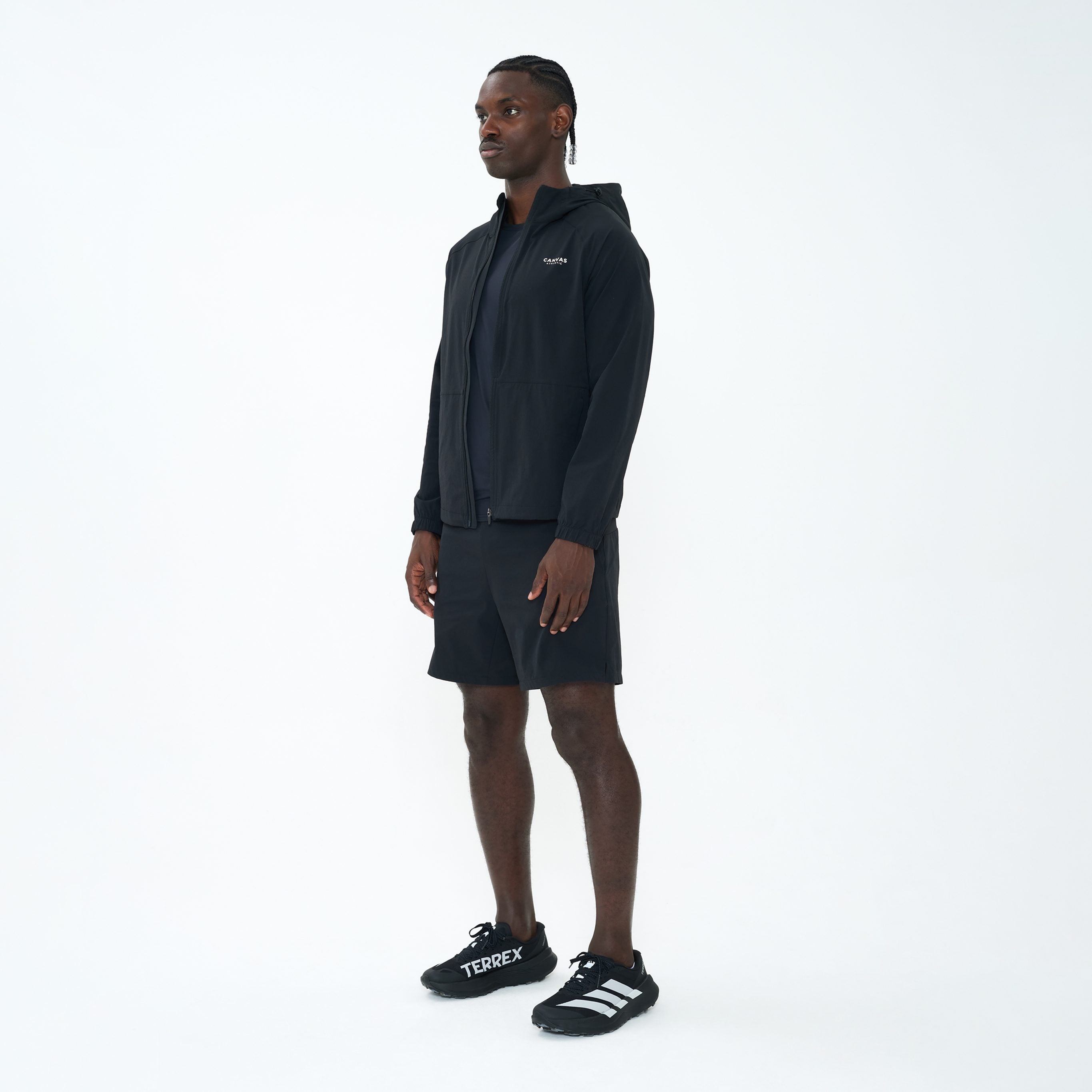 Canvas Athletic Track Windbreaker in black, view 2
