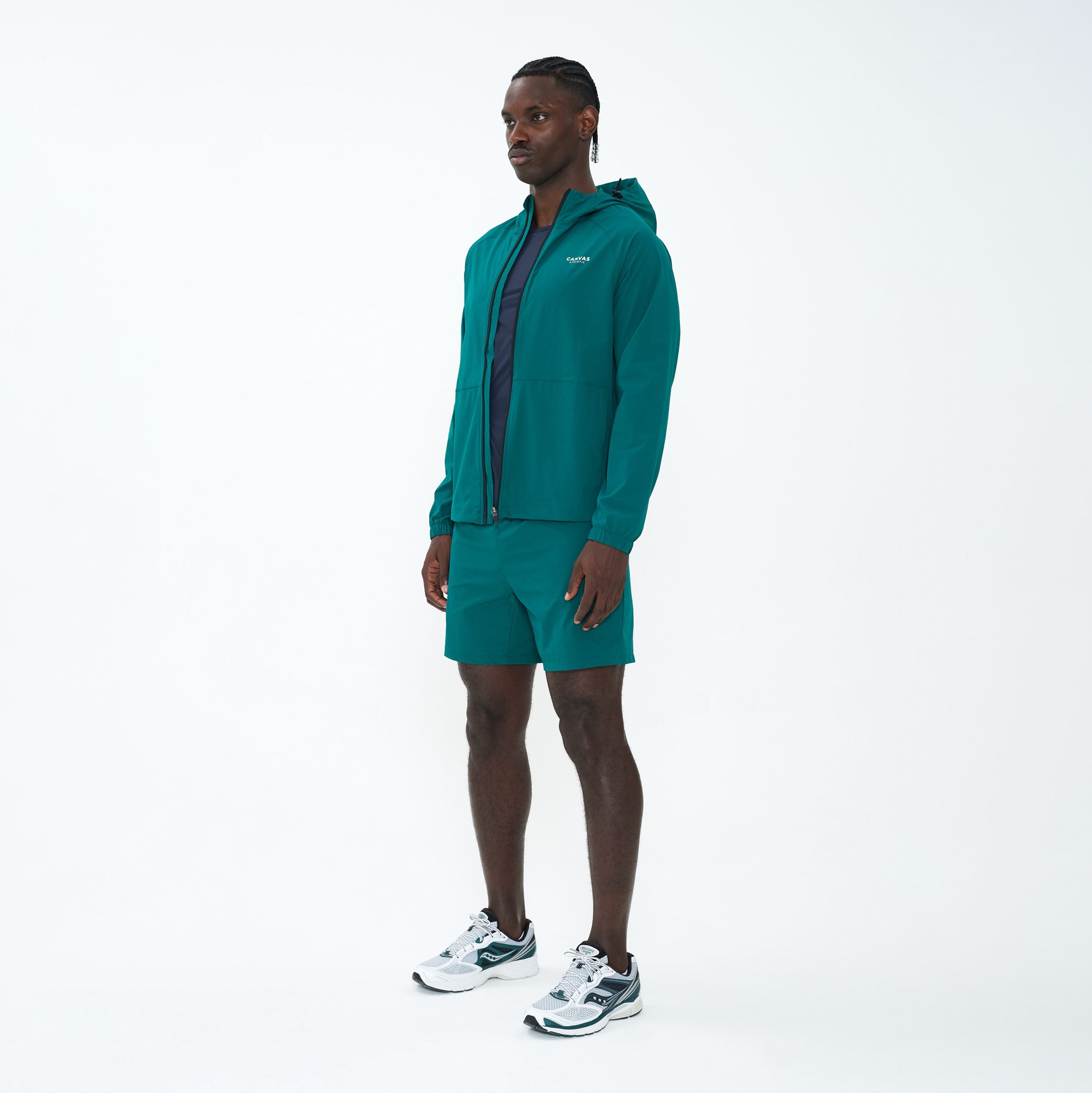 Canvas Athletic Track Windbreaker in forest green, view 2