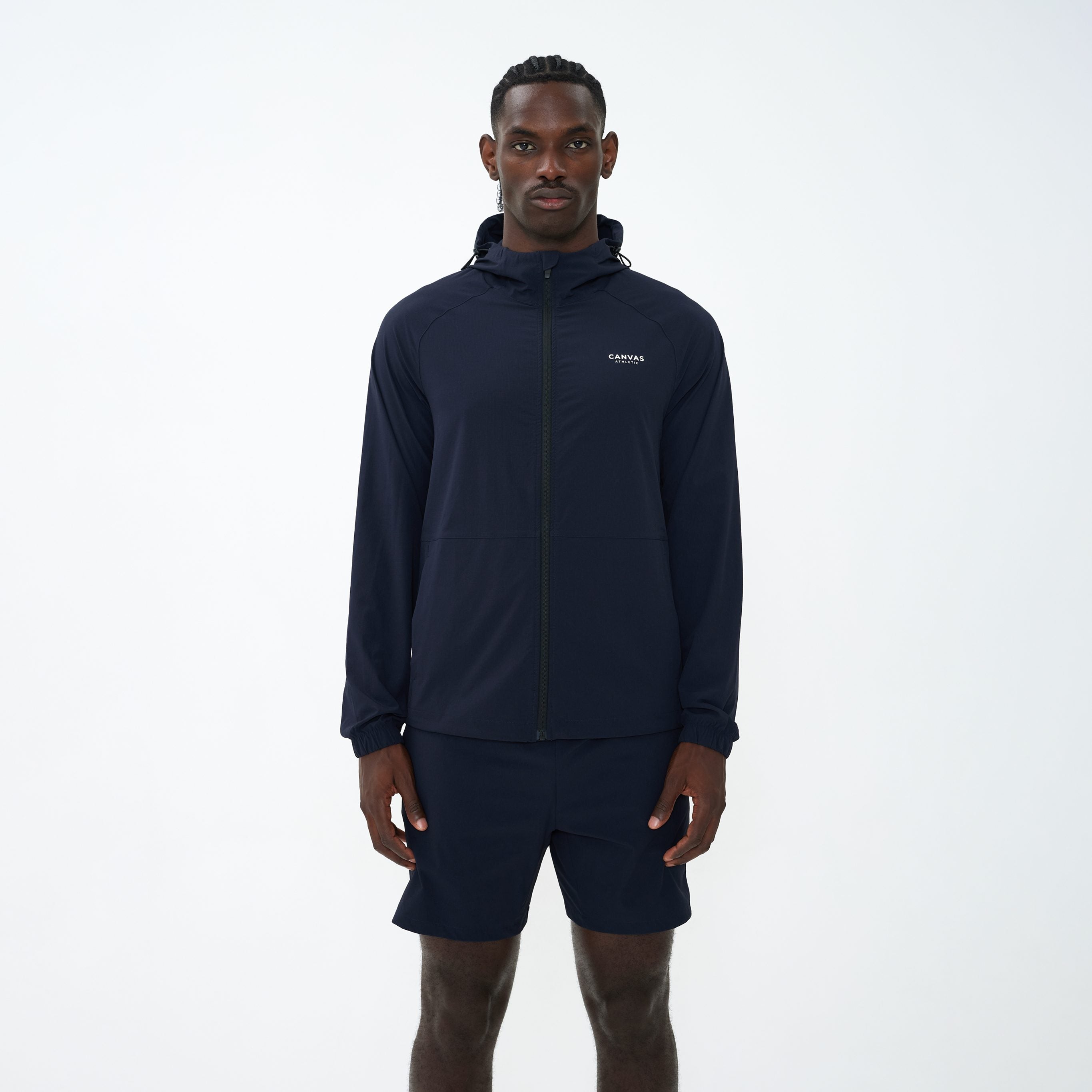 Canvas Athletic Track Windbreaker in navy, view 6