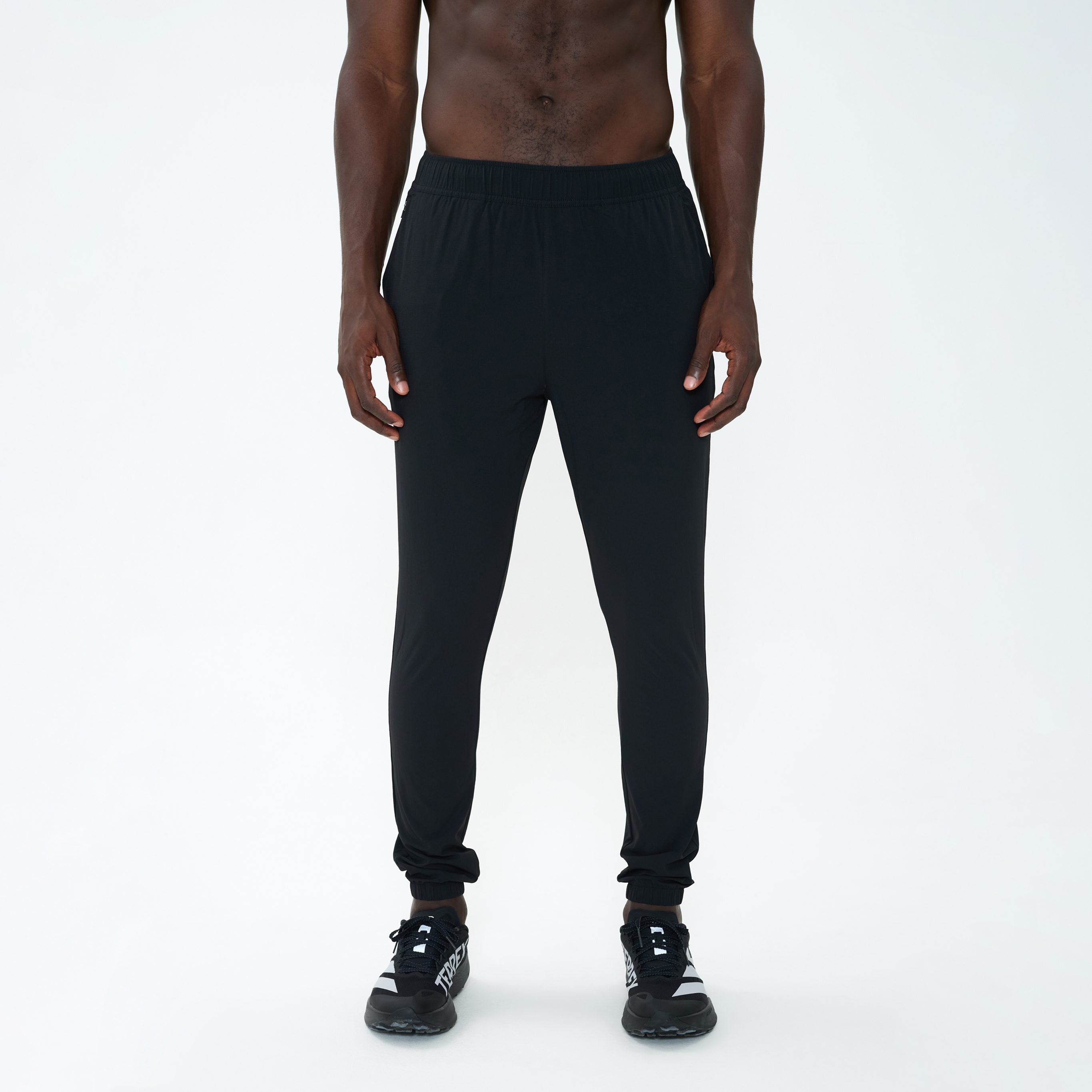 Canvas Athletic Track Pants in black, view 9