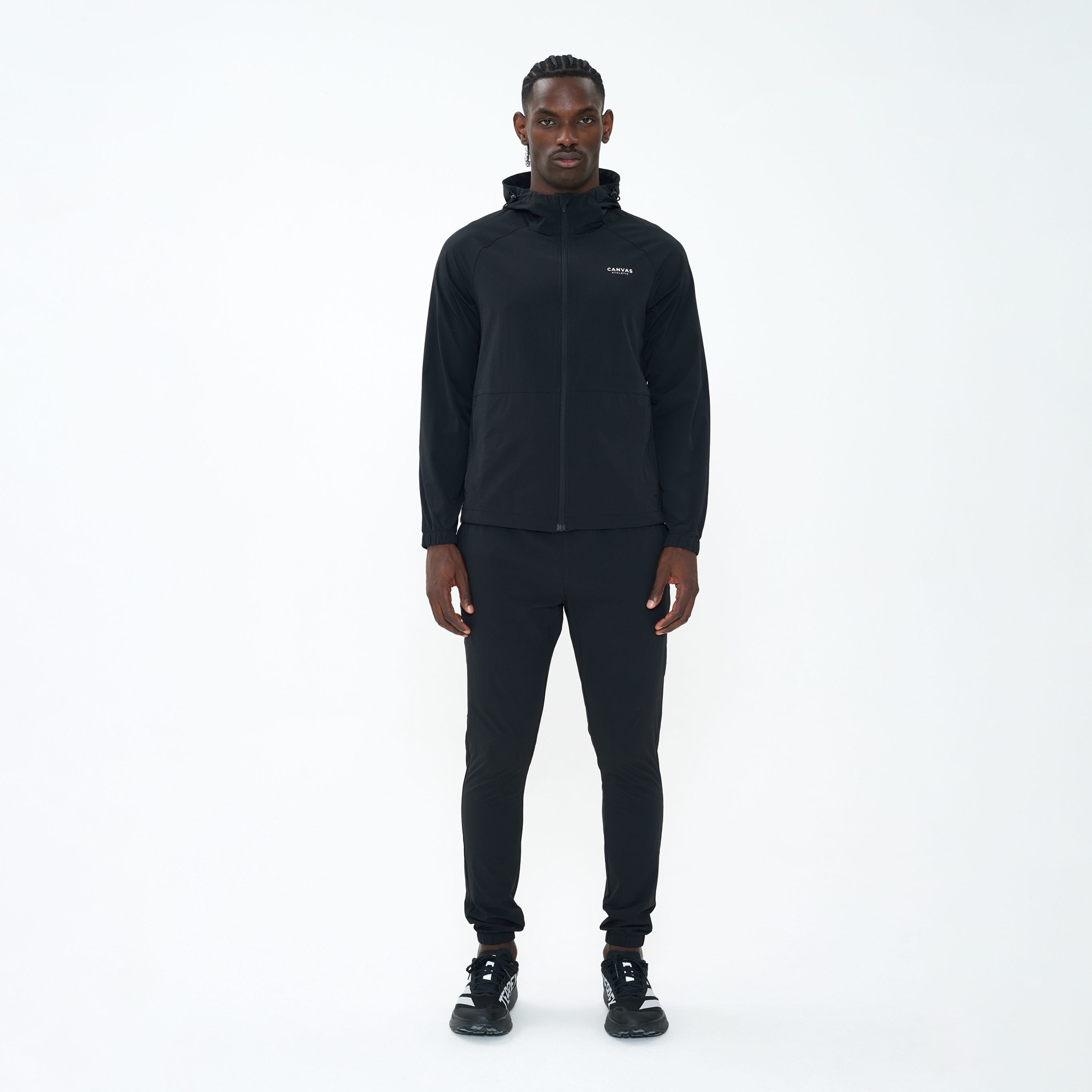 Canvas Athletic Track Pants in black, view 13