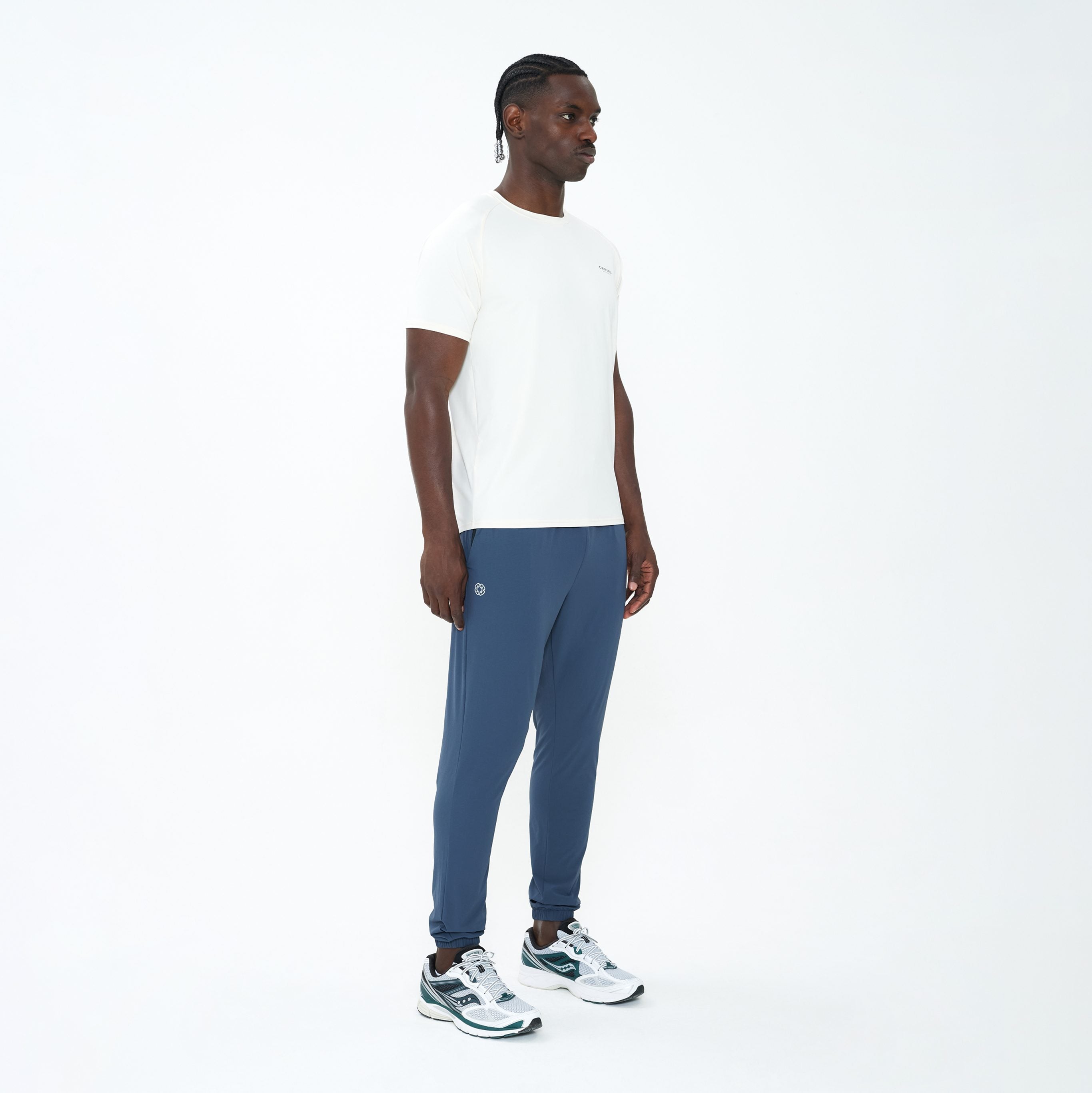 Canvas Athletic Track Pants in slate blue, view 2