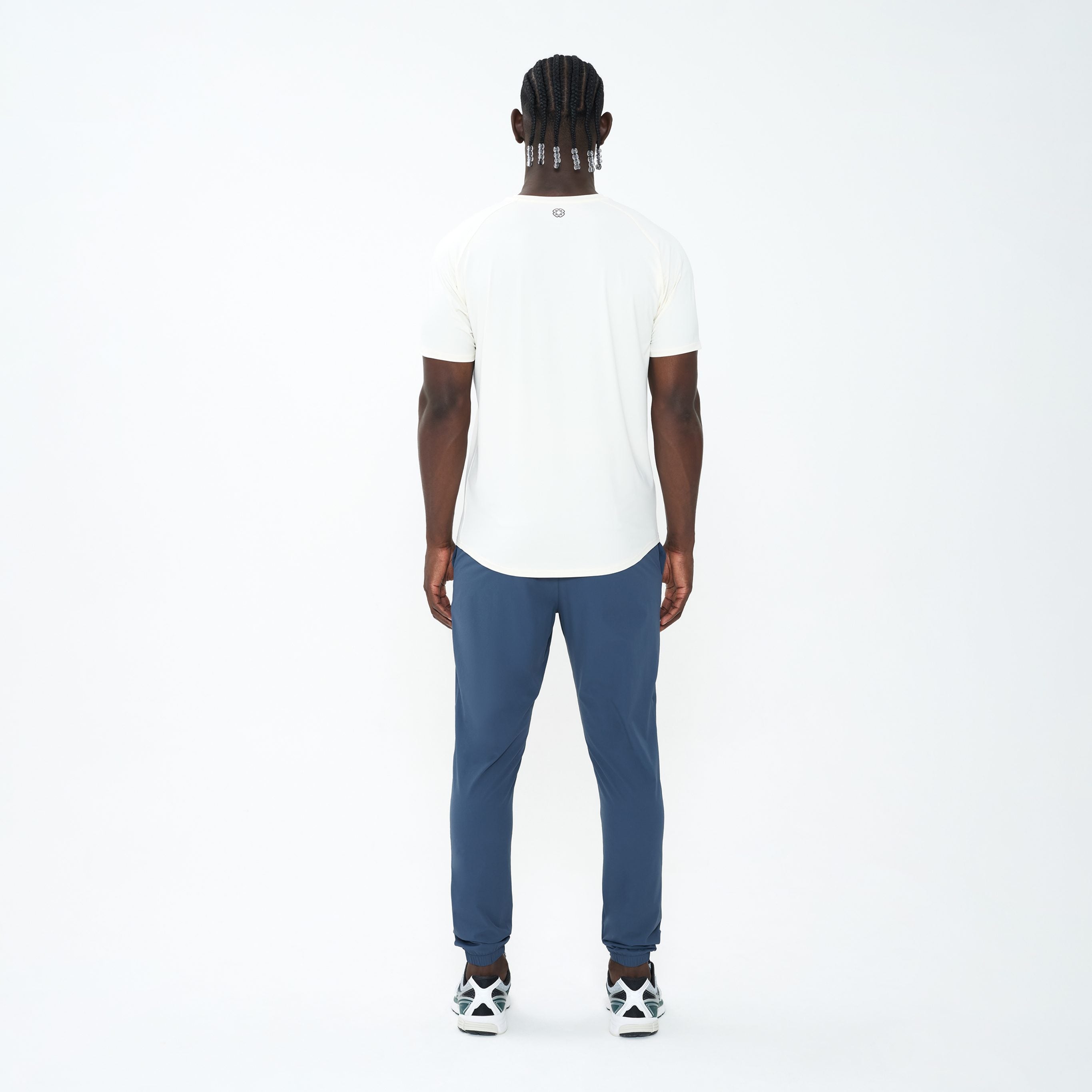Canvas Athletic Track Pants in slate blue, view 3