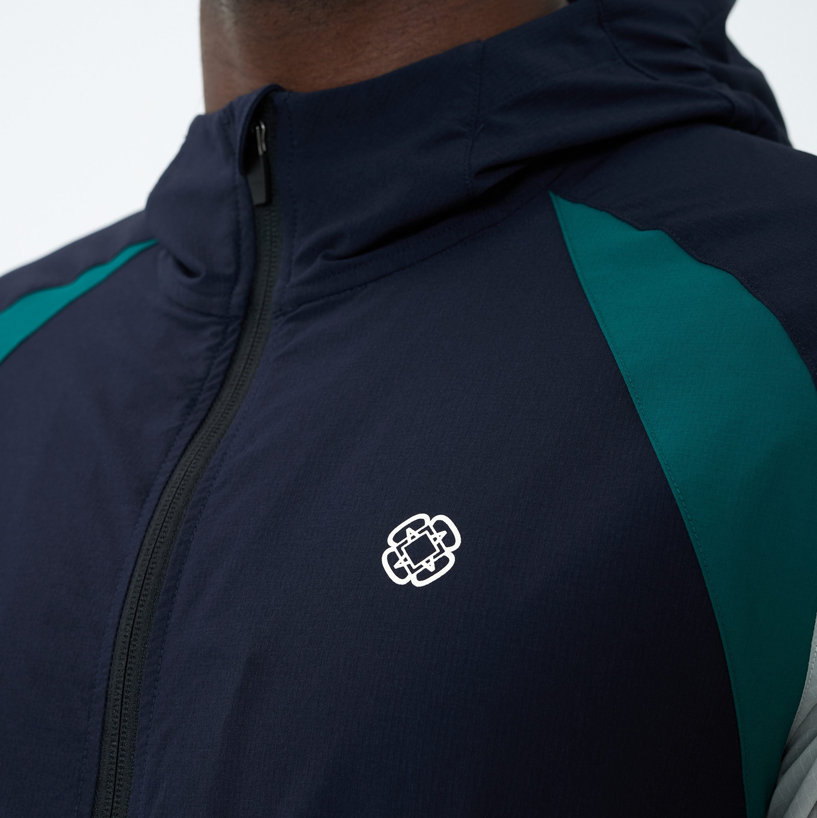 Canvas Athletic Track Panel Windbreaker in navy/green/bone, view 8