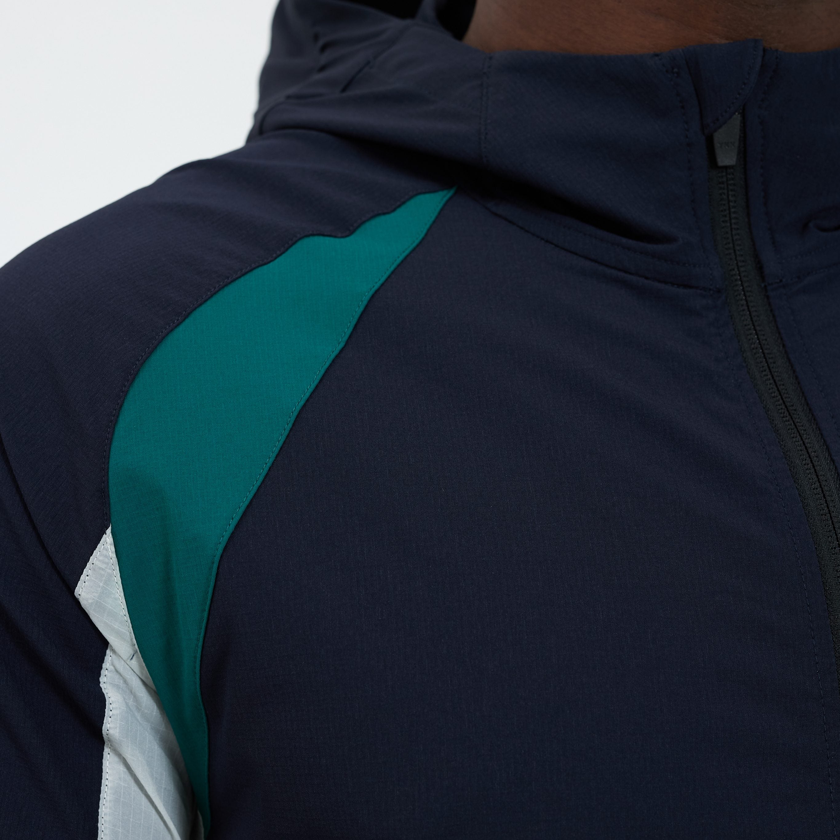Canvas Athletic Track Panel Windbreaker in navy/green/bone, view 9