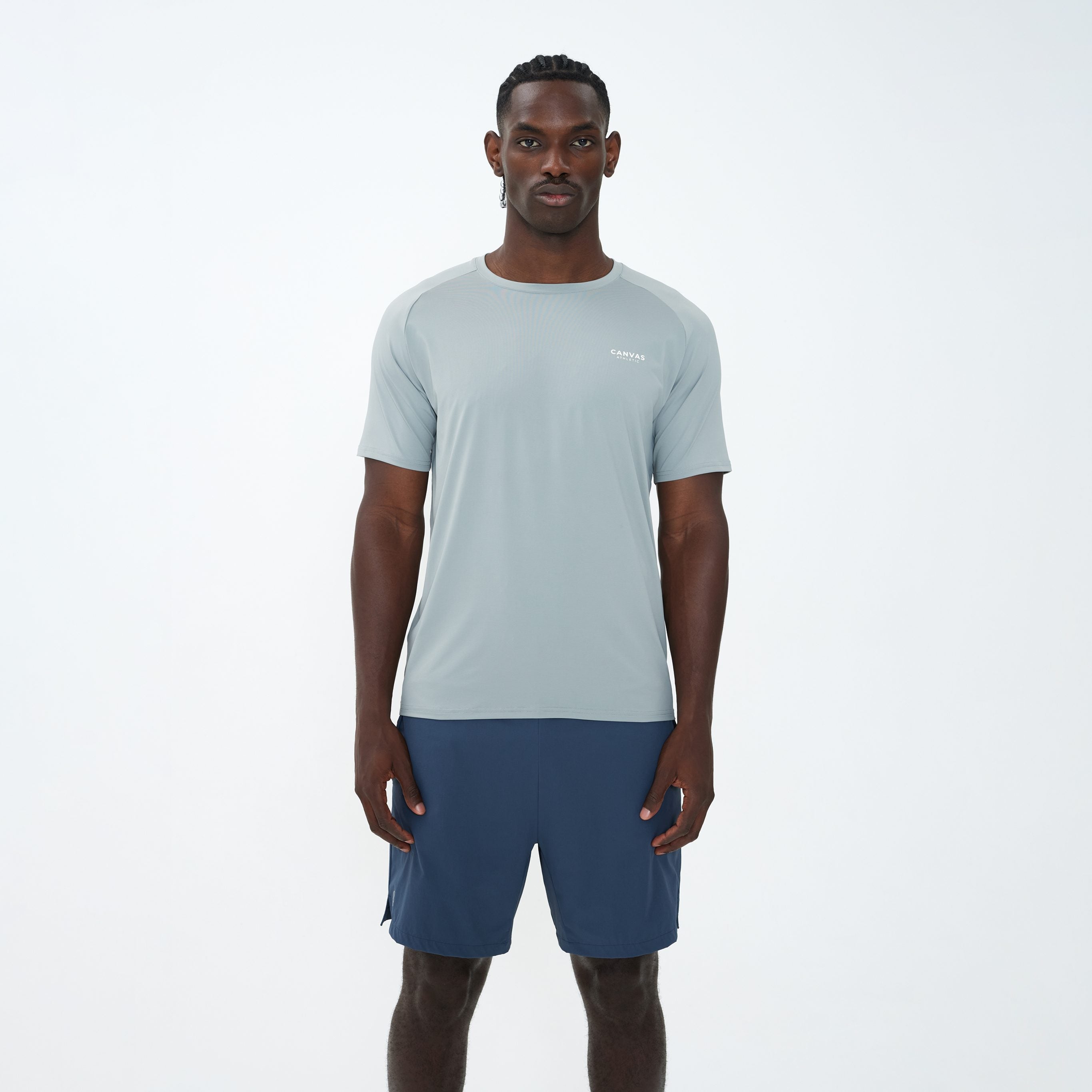 Canvas Athletic Core Tech T-Shirt in sage grey, view 4