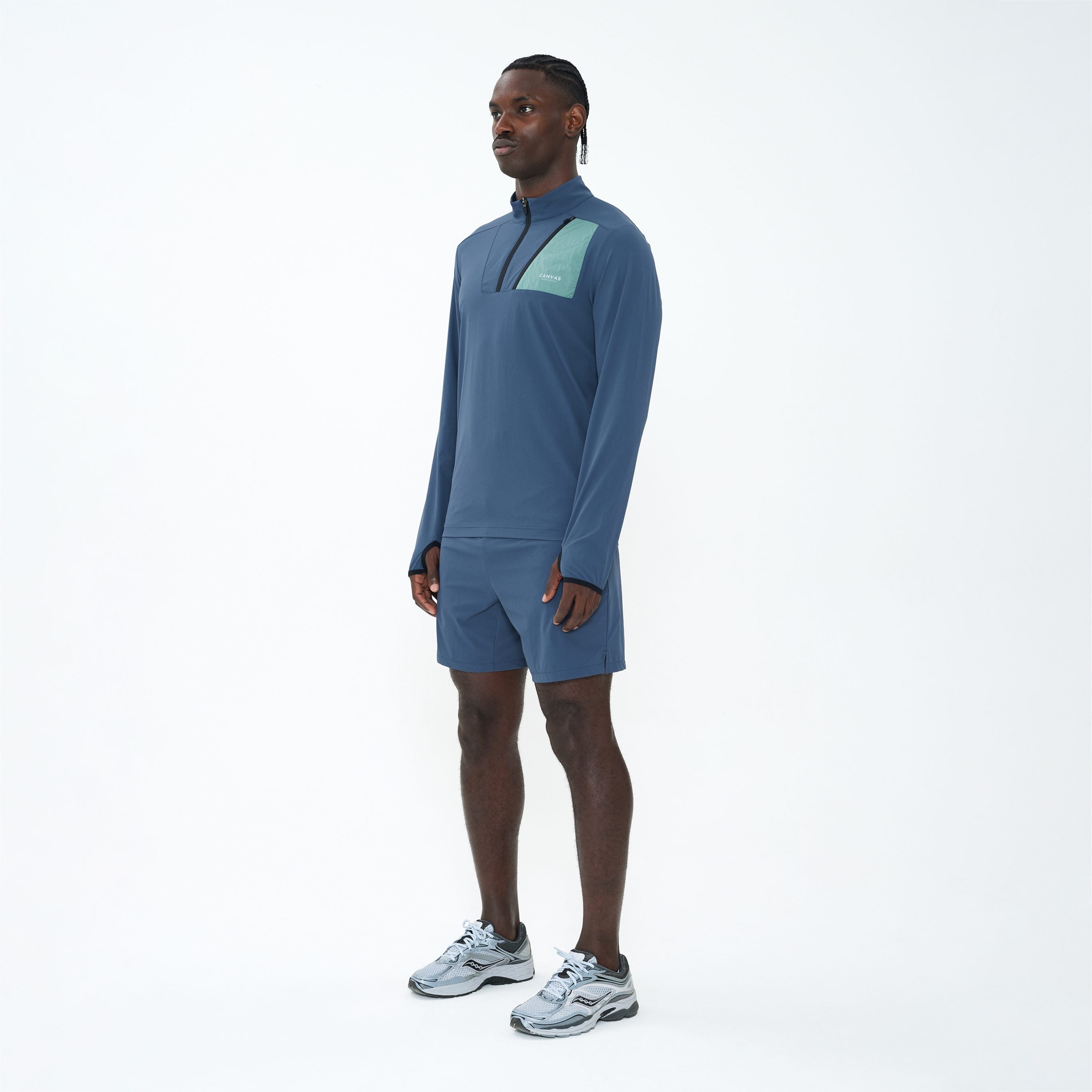 Canvas Athletic Tech 1/4 Zip in slate blue, view 2