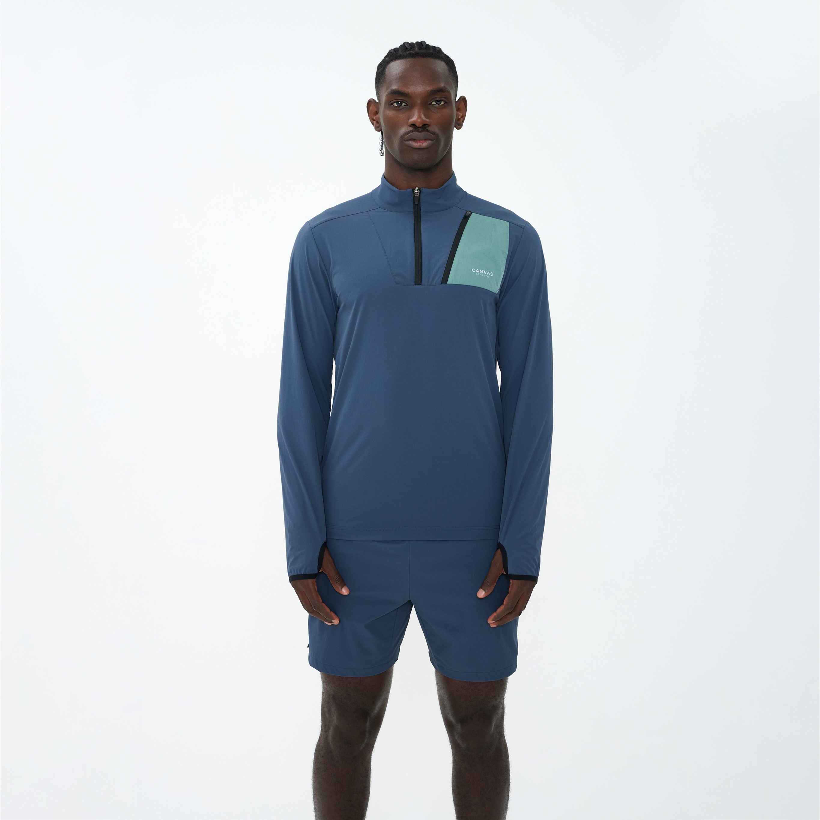 Canvas Athletic Tech 1/4 Zip in slate blue, view 4