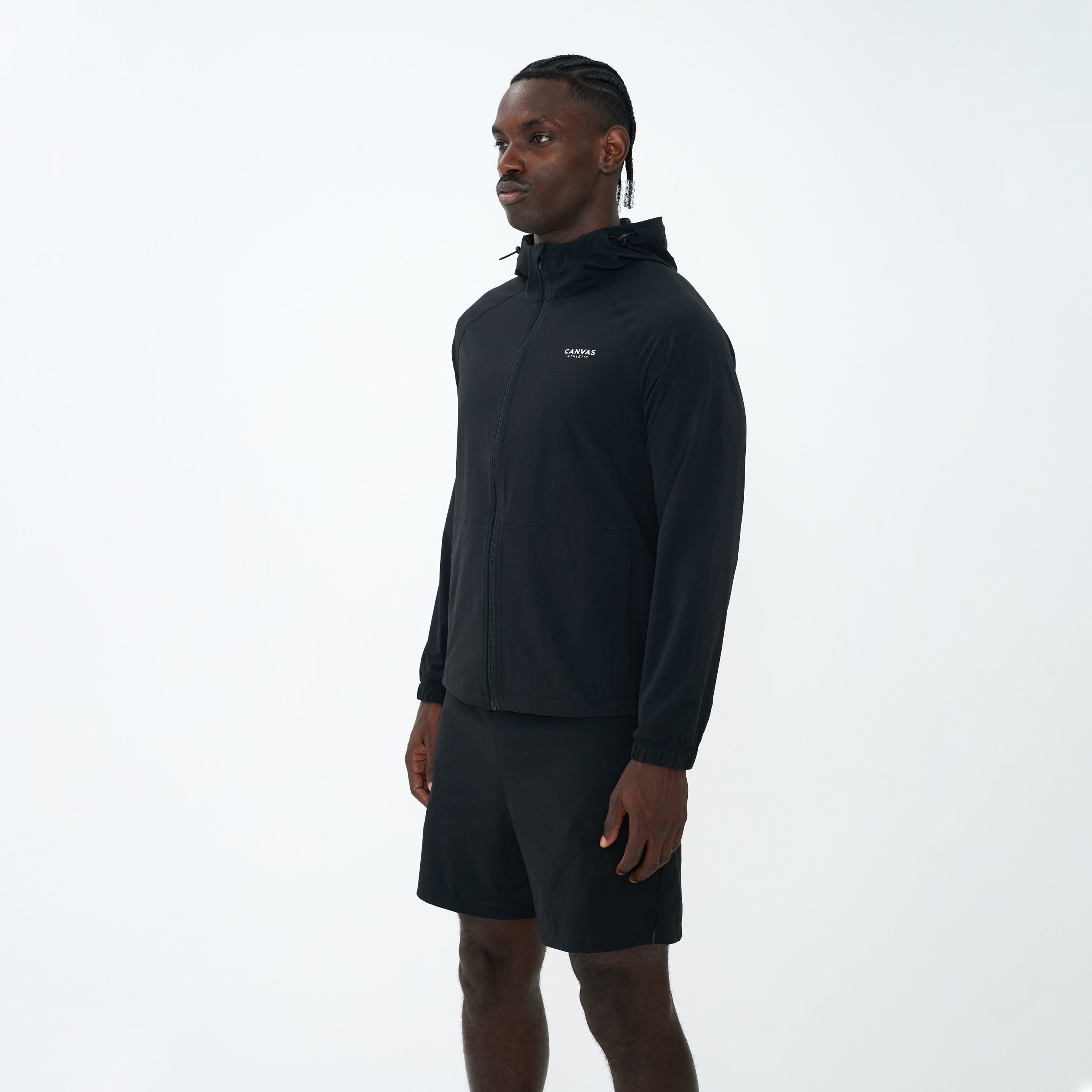 Canvas Athletic Track Windbreaker in black, view 8