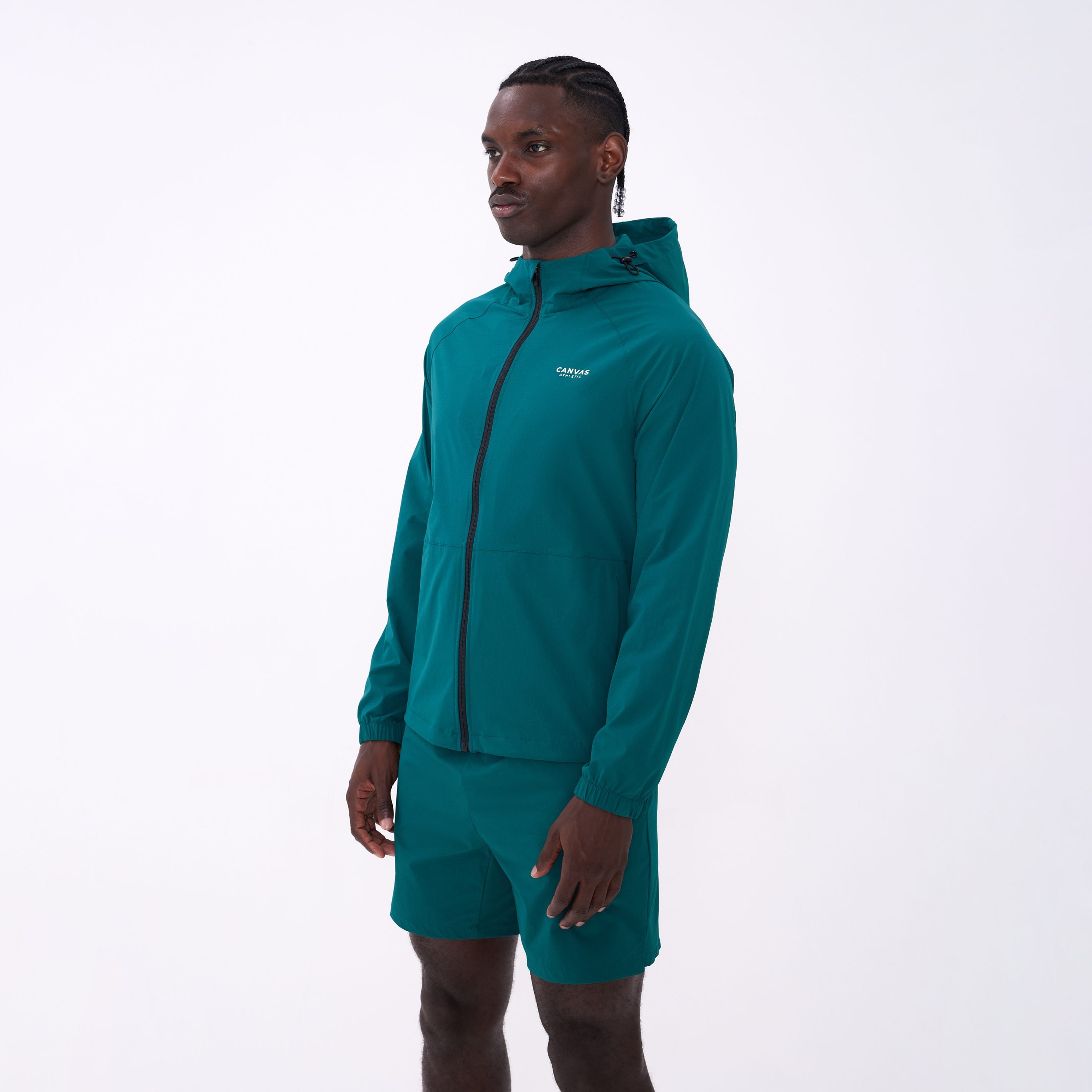 Canvas Athletic Track Windbreaker in forest green, view 7