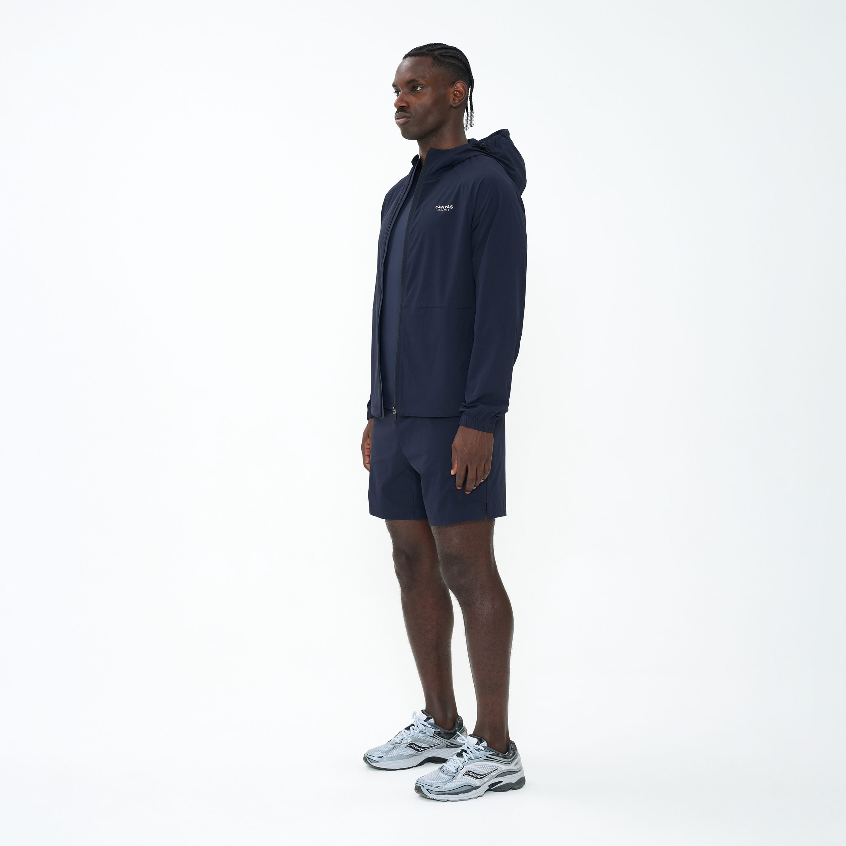Canvas Athletic Track Windbreaker in navy, view 2