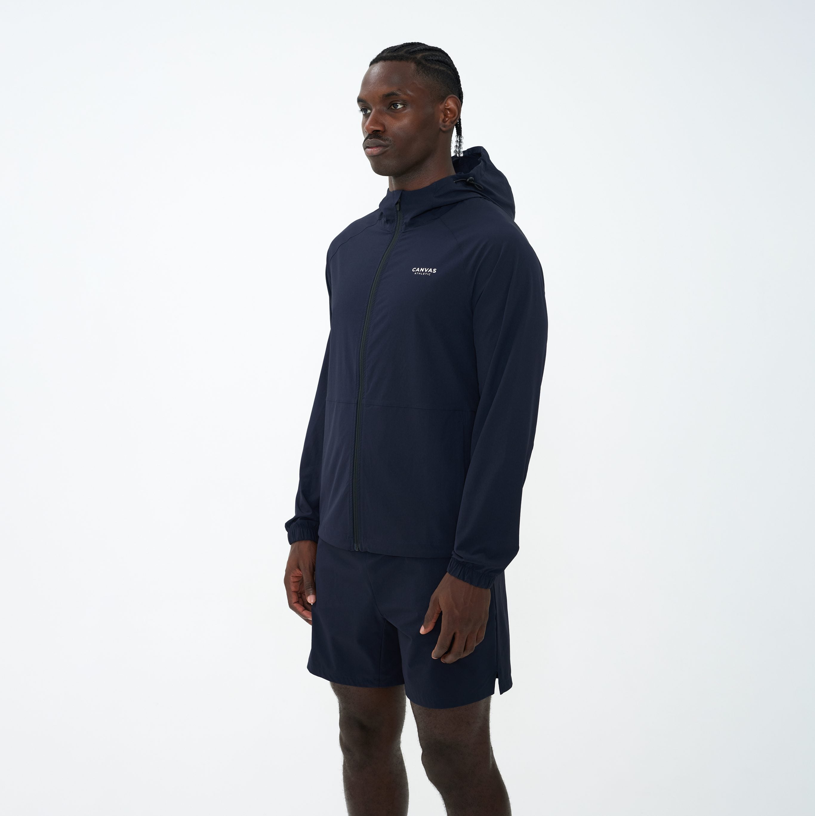 Canvas Athletic Track Windbreaker in navy, view 9