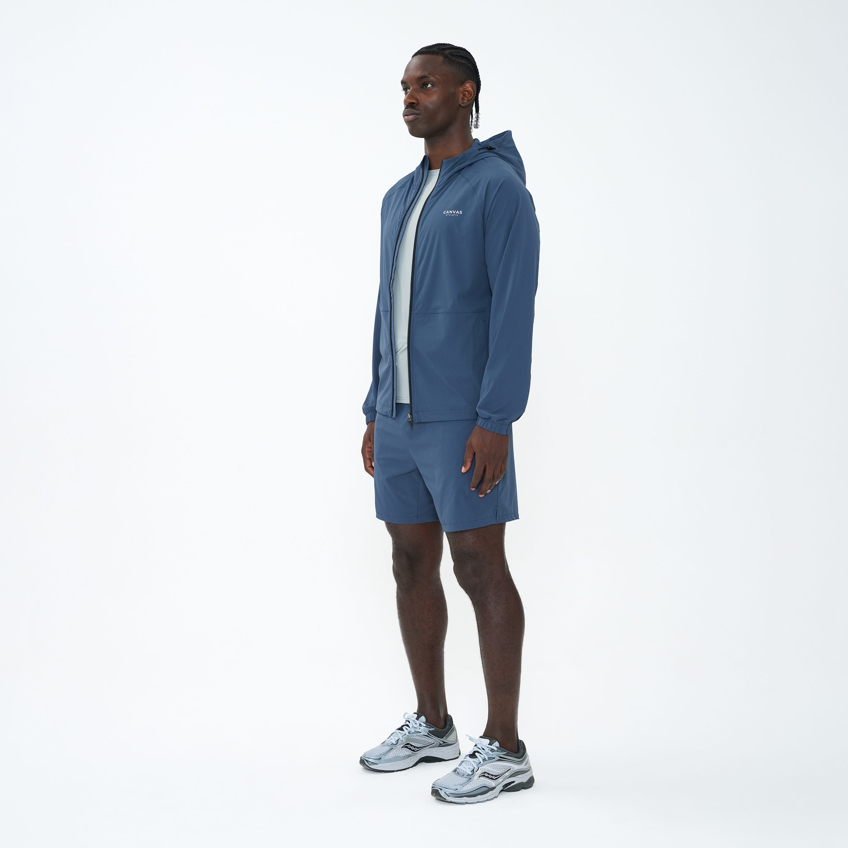 Canvas Athletic Track Windbreaker in slate blue, view 2