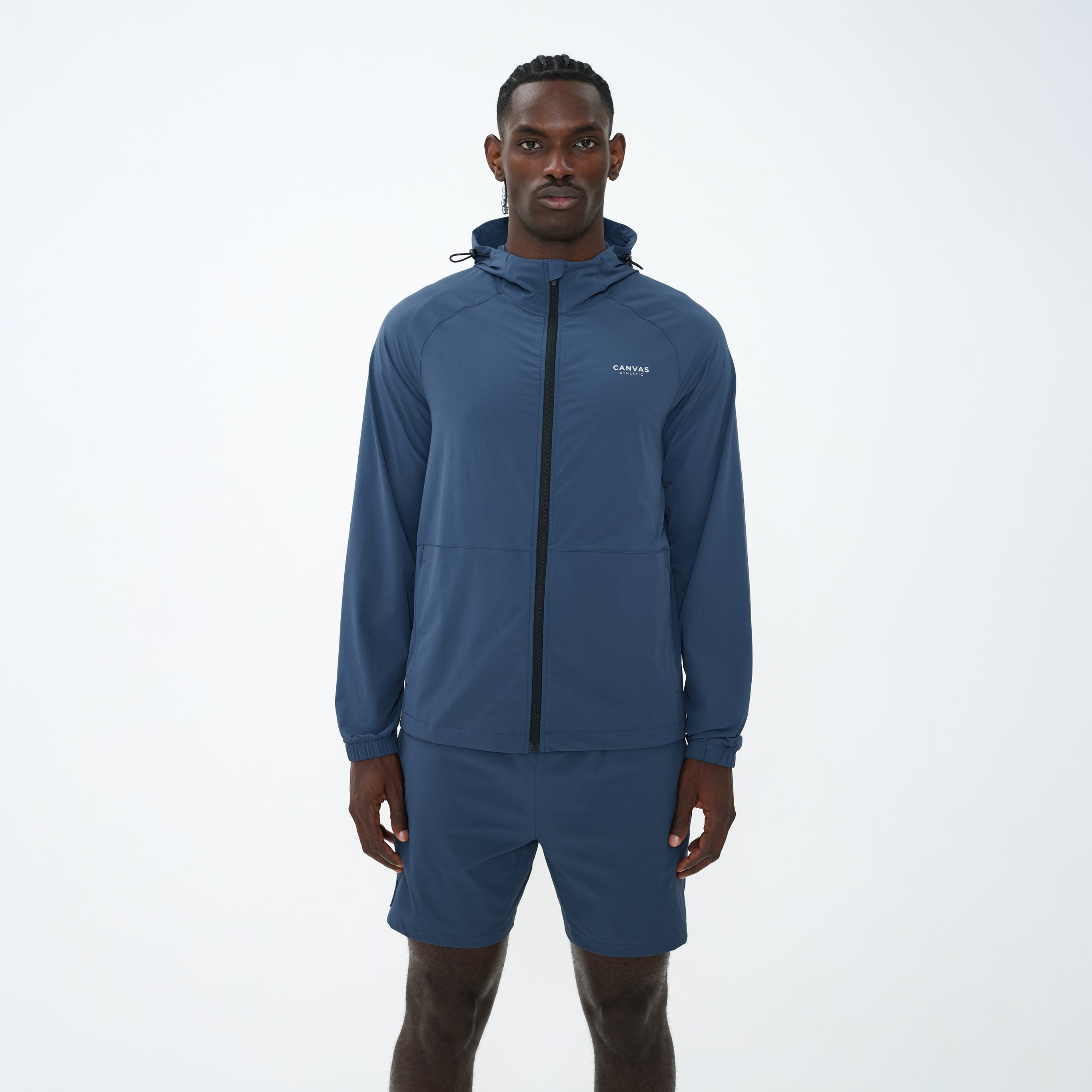 Canvas Athletic Track Windbreaker in slate blue, view 4