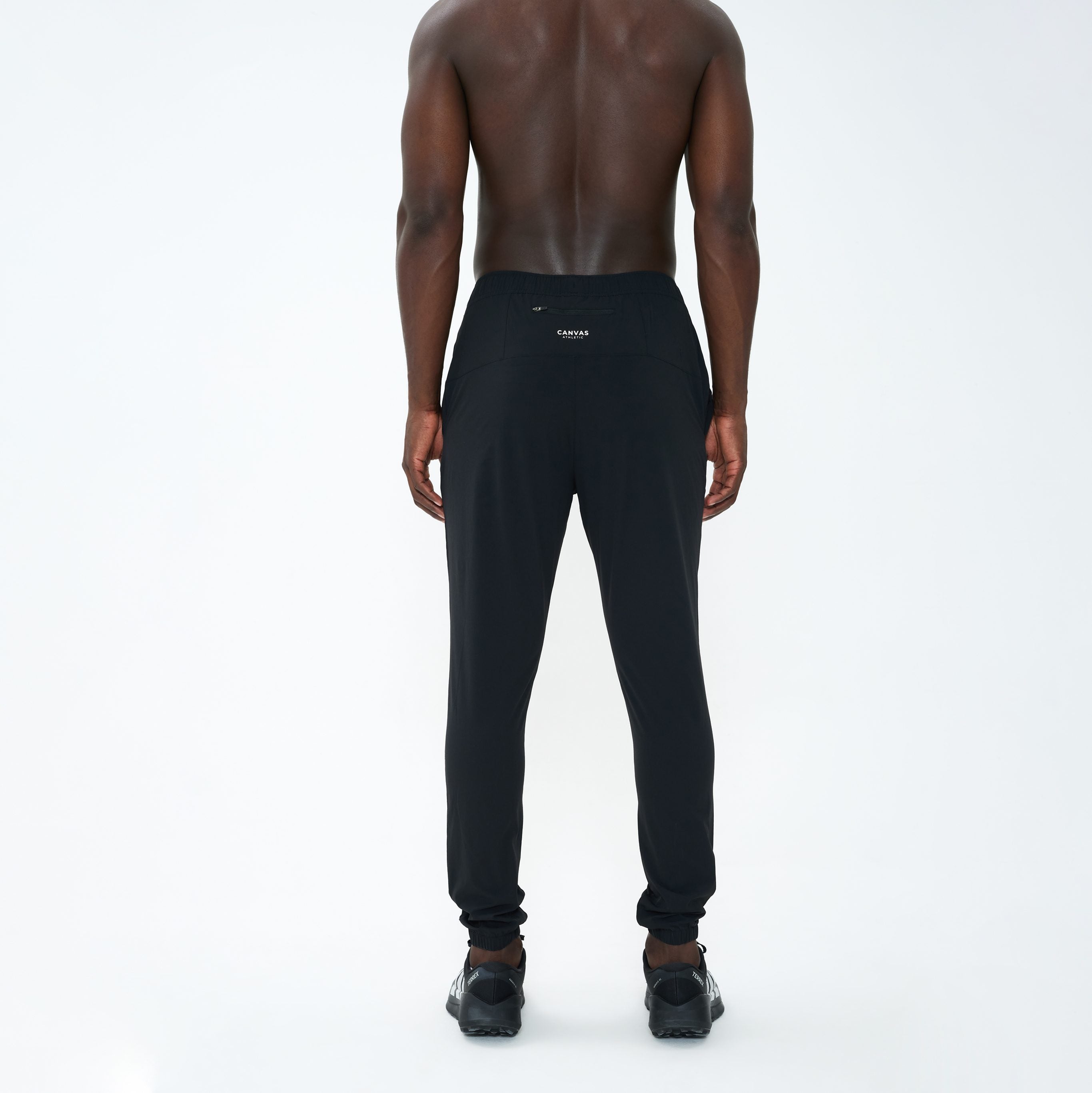 Canvas Athletic Track Pants in black, view 4