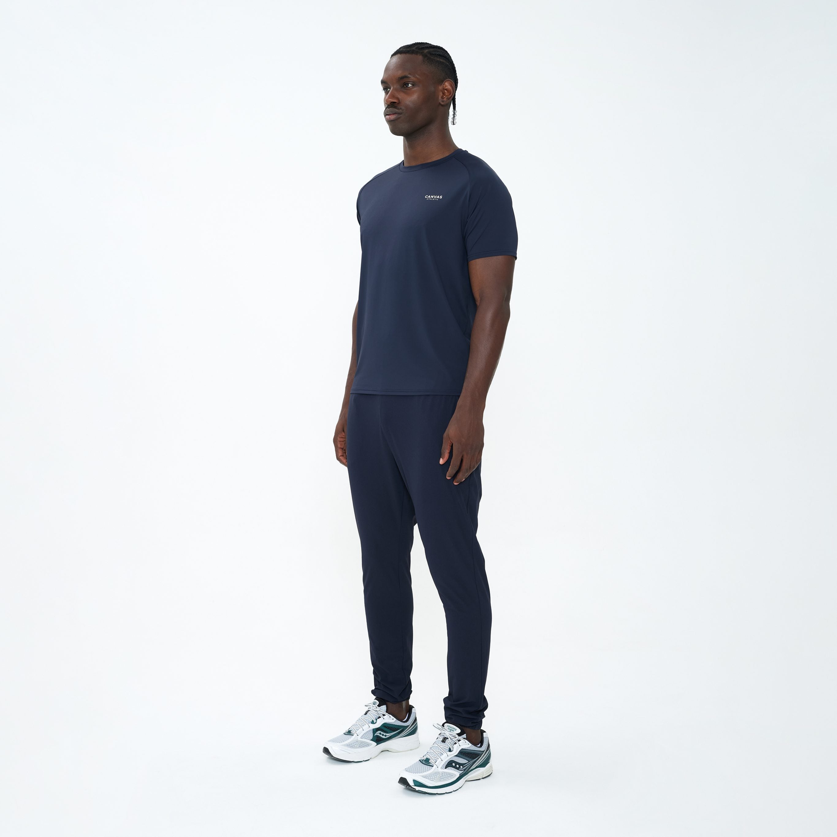 Canvas Athletic Track Pants in navy, view 2