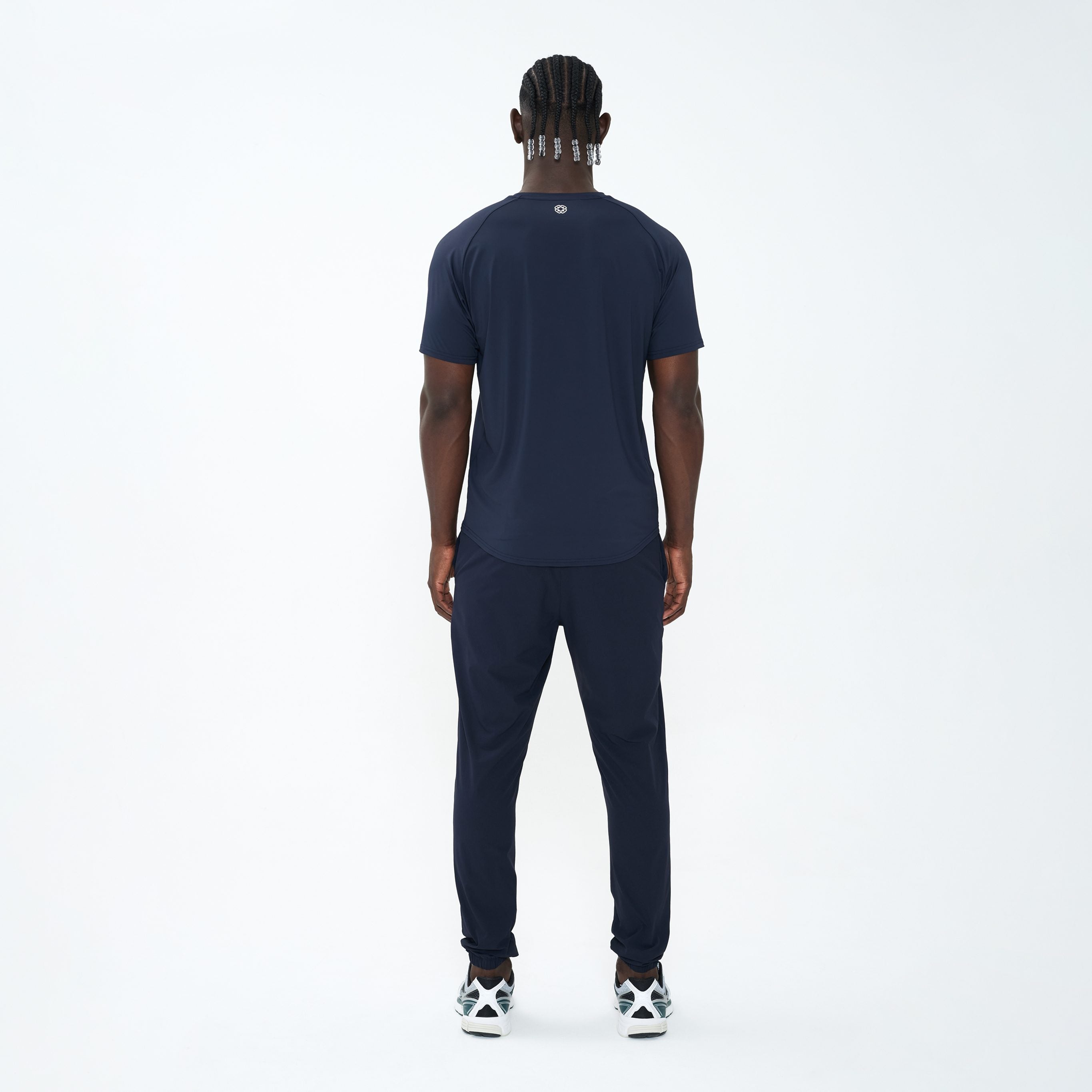 Canvas Athletic Track Pants in navy, view 3