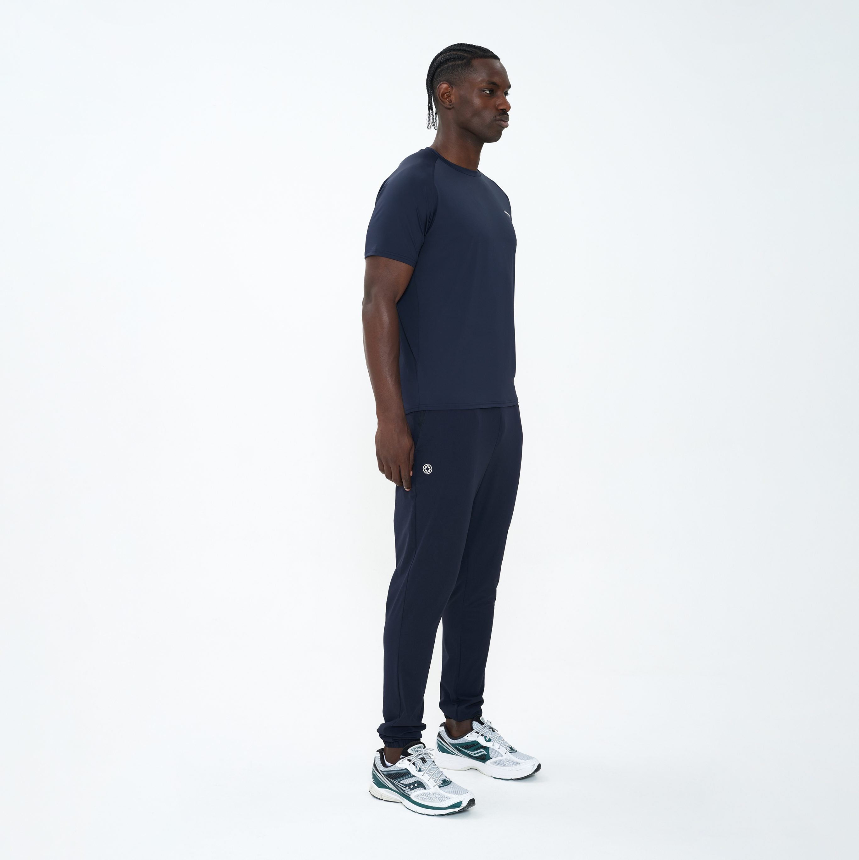 Canvas Athletic Track Pants in navy, view 4