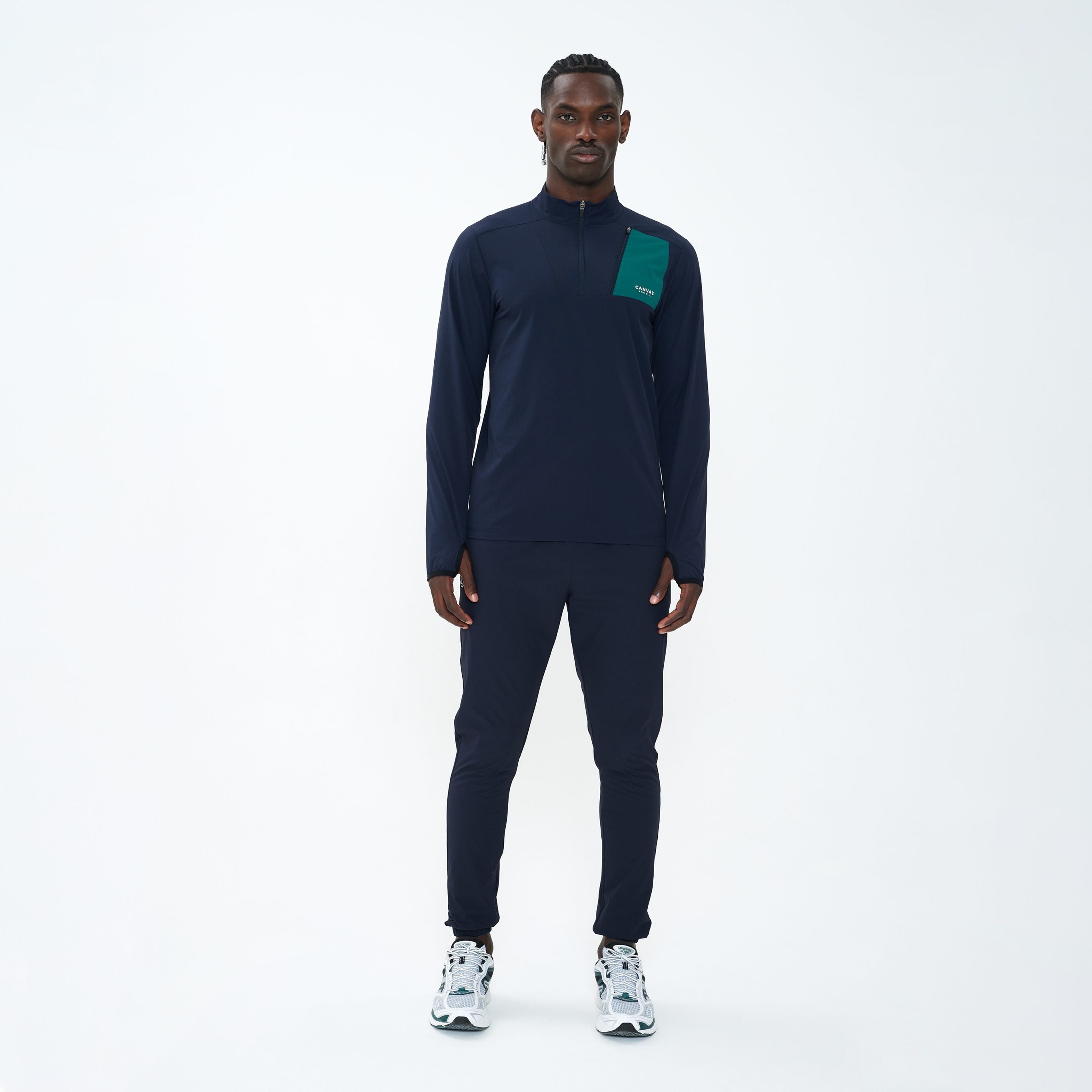 Canvas Athletic Track Pants in navy, view 10