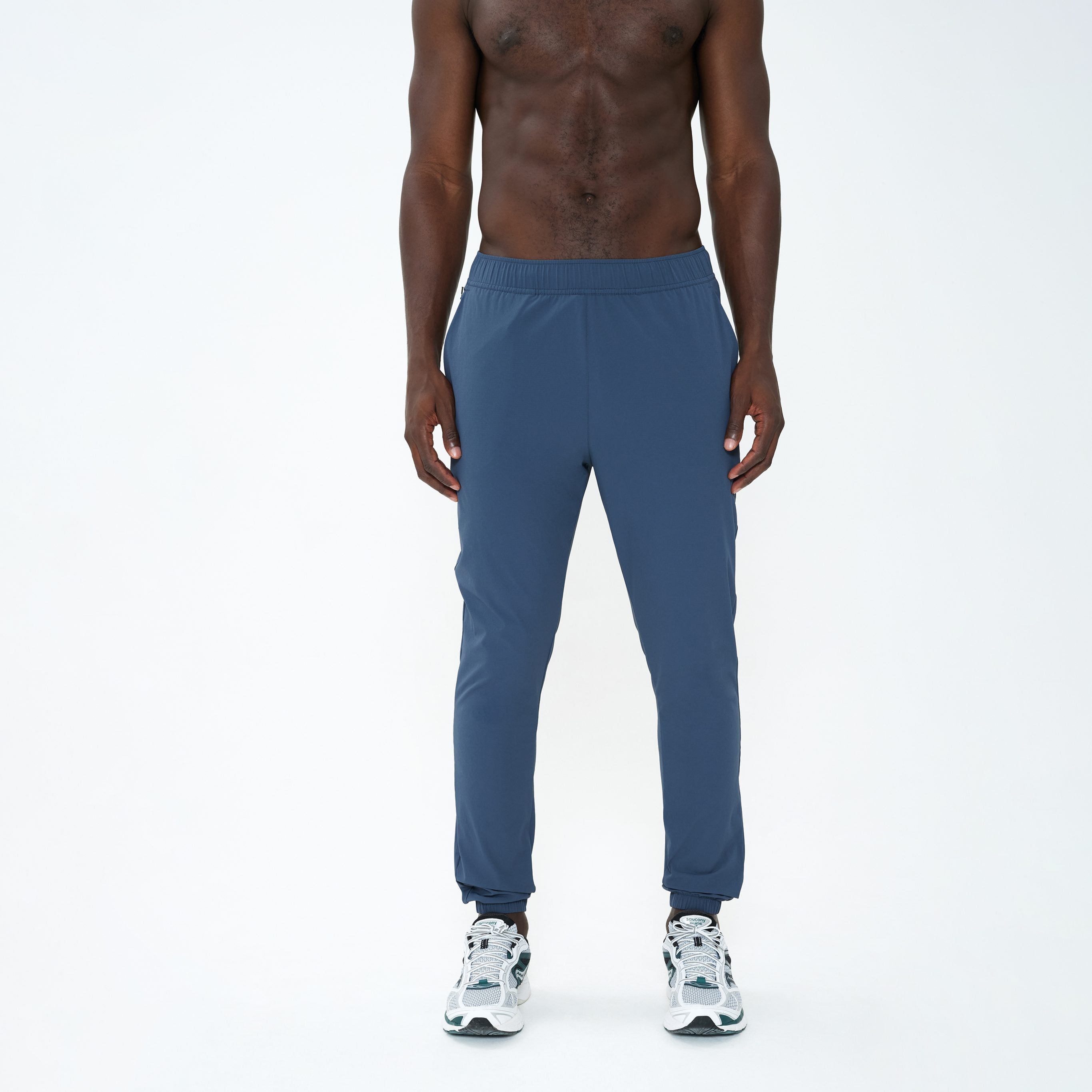 Canvas Athletic Track Pants in slate blue, view 4