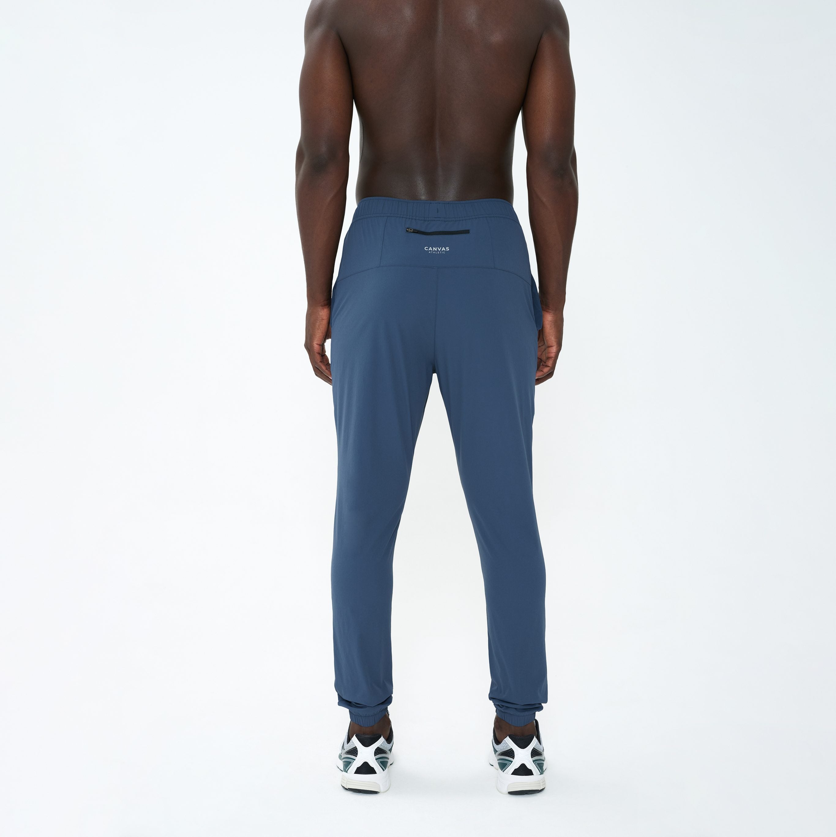 Canvas Athletic Track Pants in slate blue, view 9