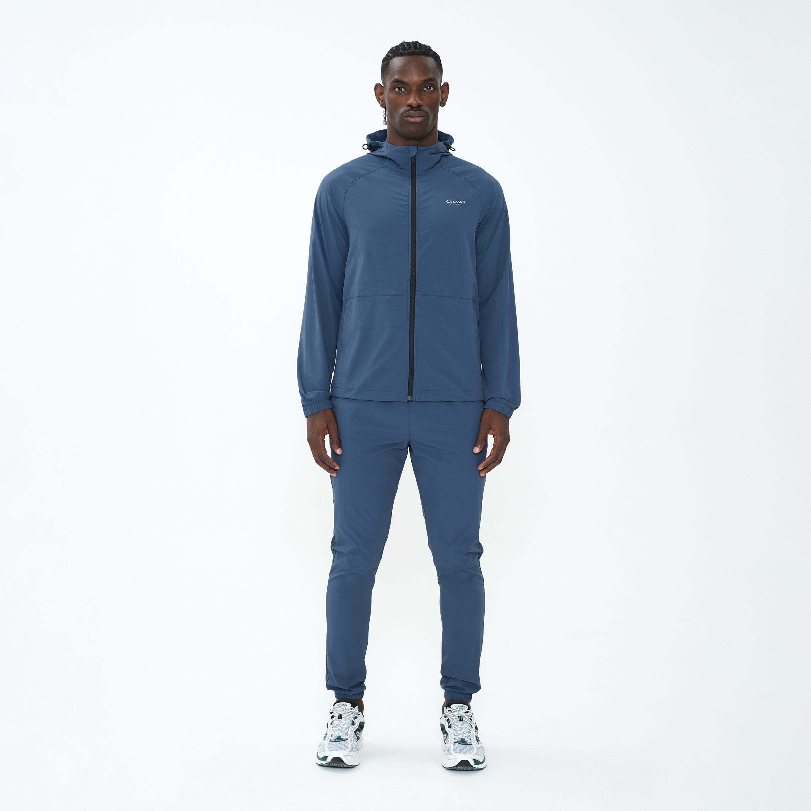Canvas Athletic Track Pants in slate blue, view 12
