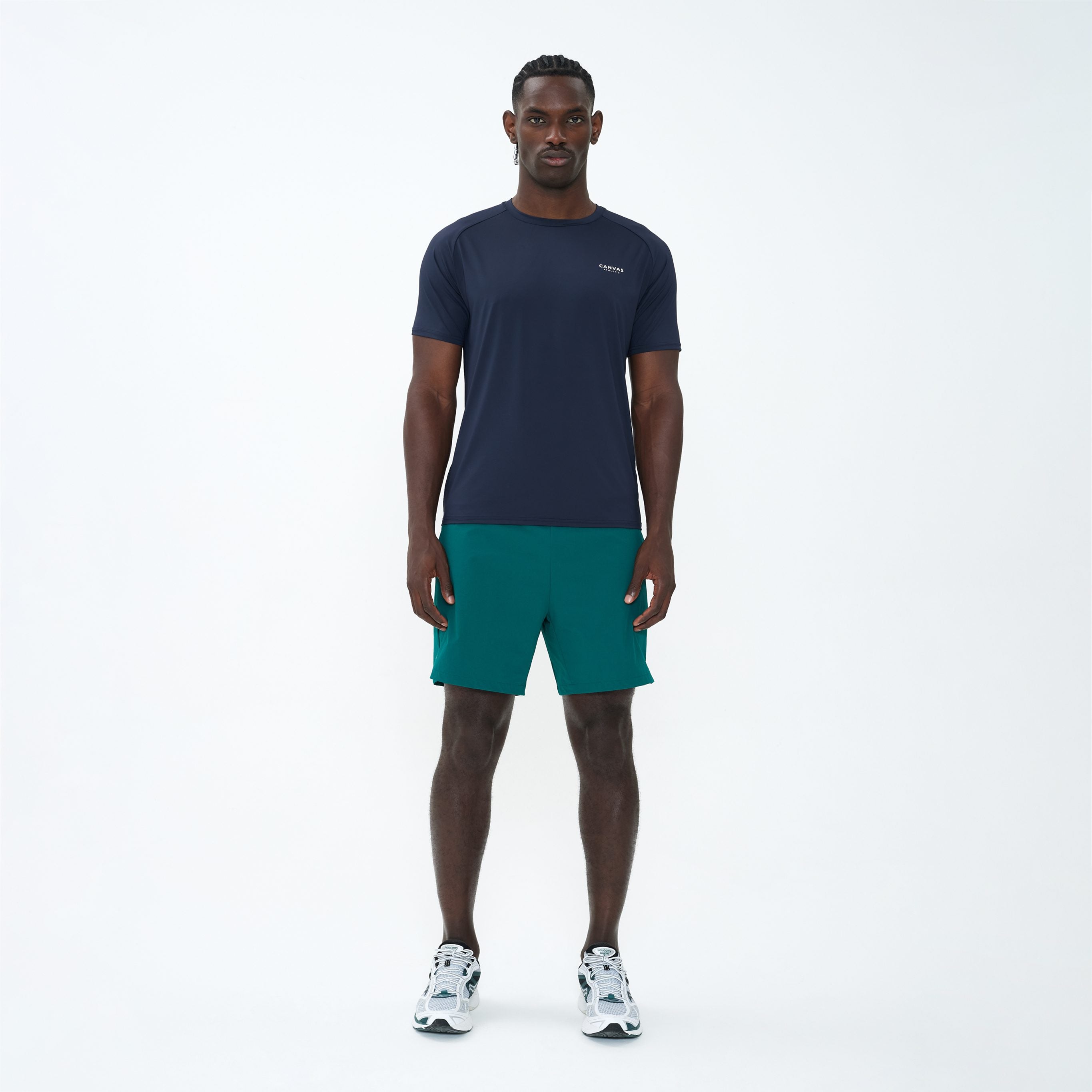 Canvas Athletic Core Tech Short in forest green, front view