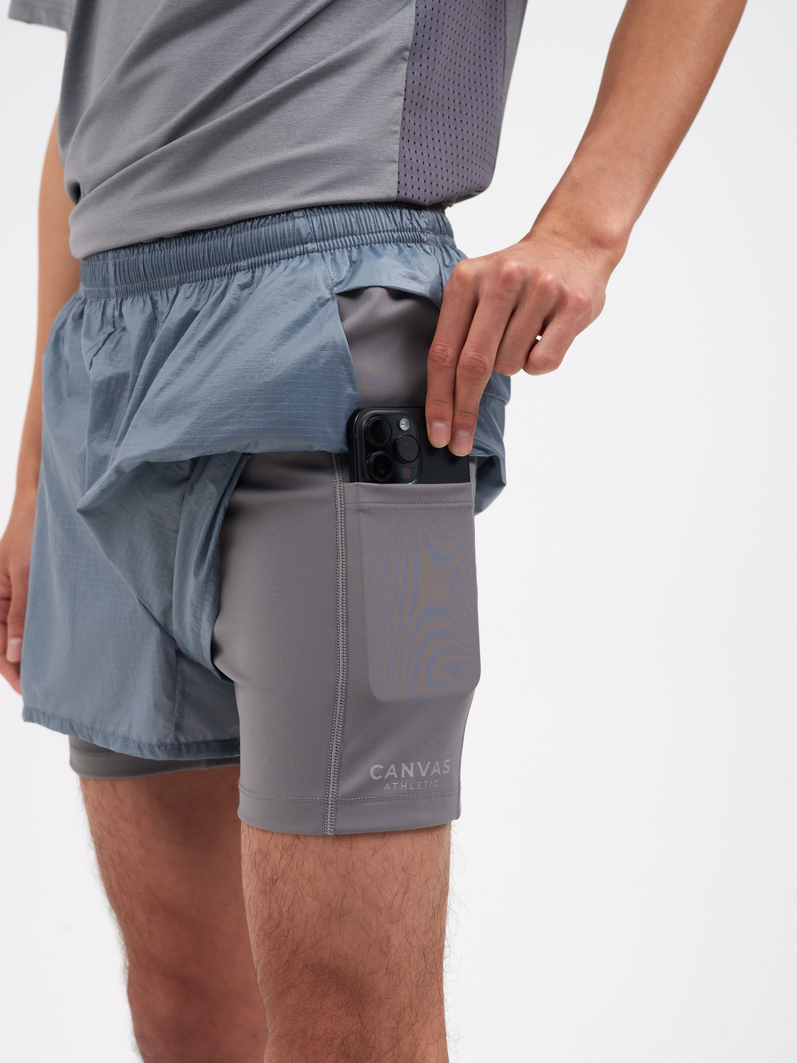 2 in 1 Functional Rip Stop Running Shorts