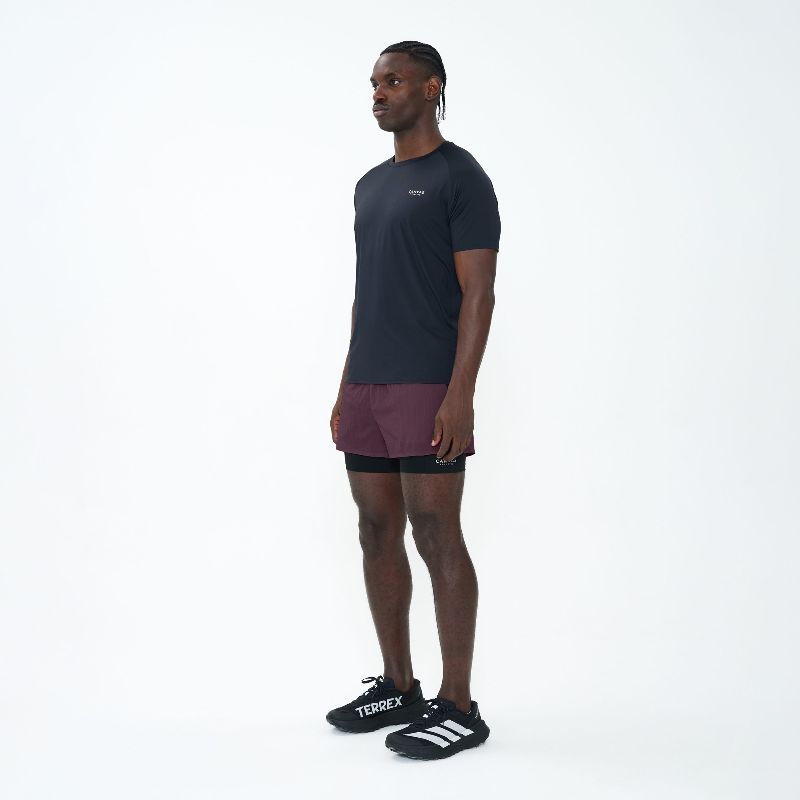 Canvas Athletic Performance 2 in 1 Shorts in Mulberry, view 2