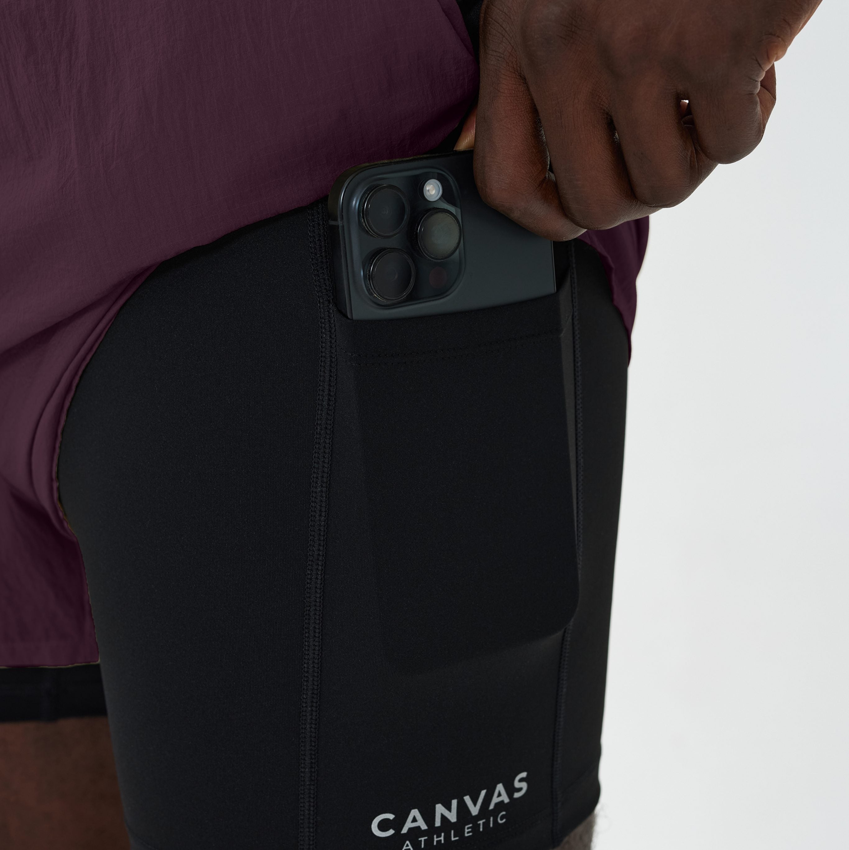 Canvas Athletic Performance 2 in 1 Shorts in Mulberry, view 10