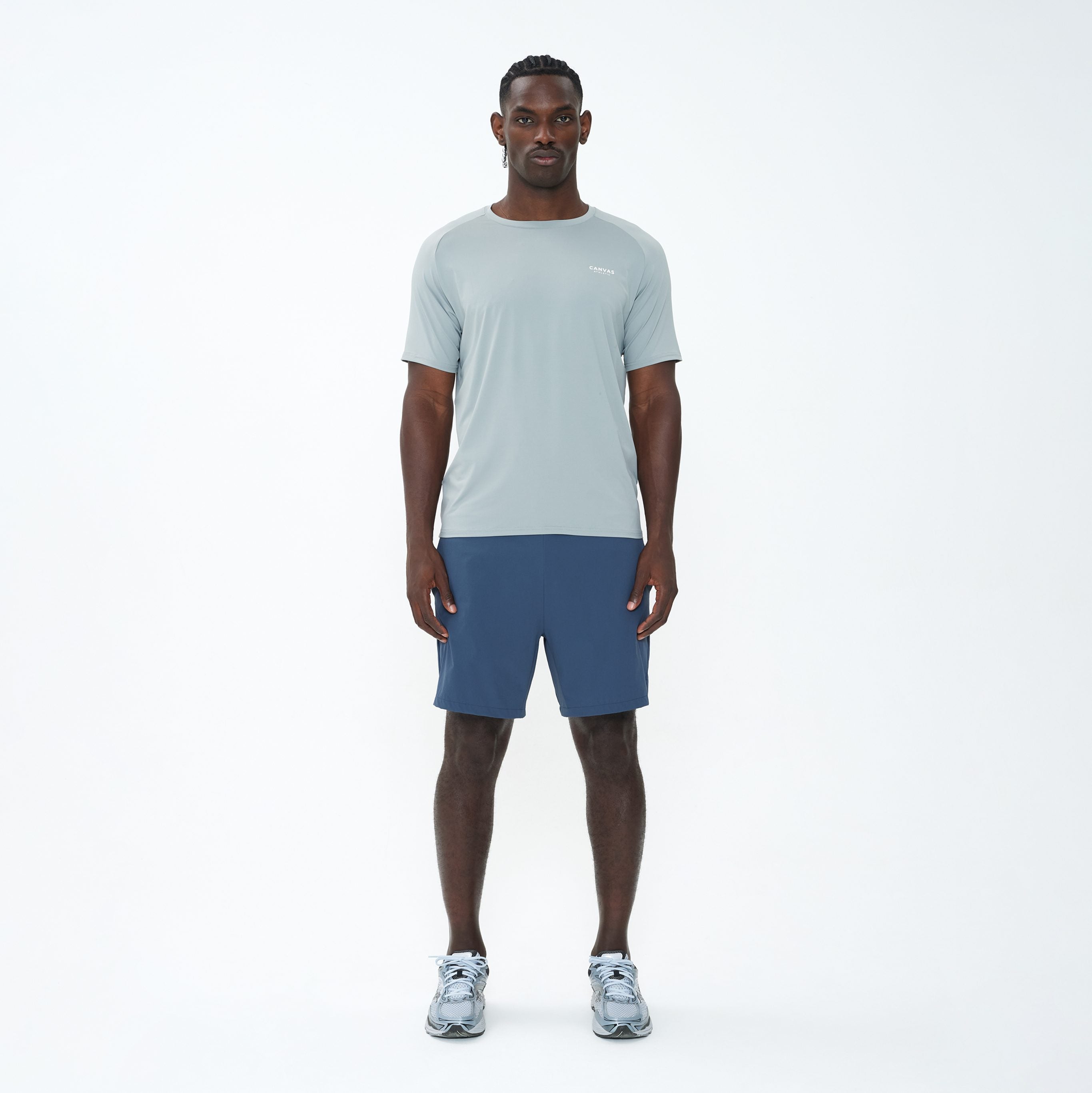 Canvas Athletic Core Tech T-Shirt in sage grey, front view