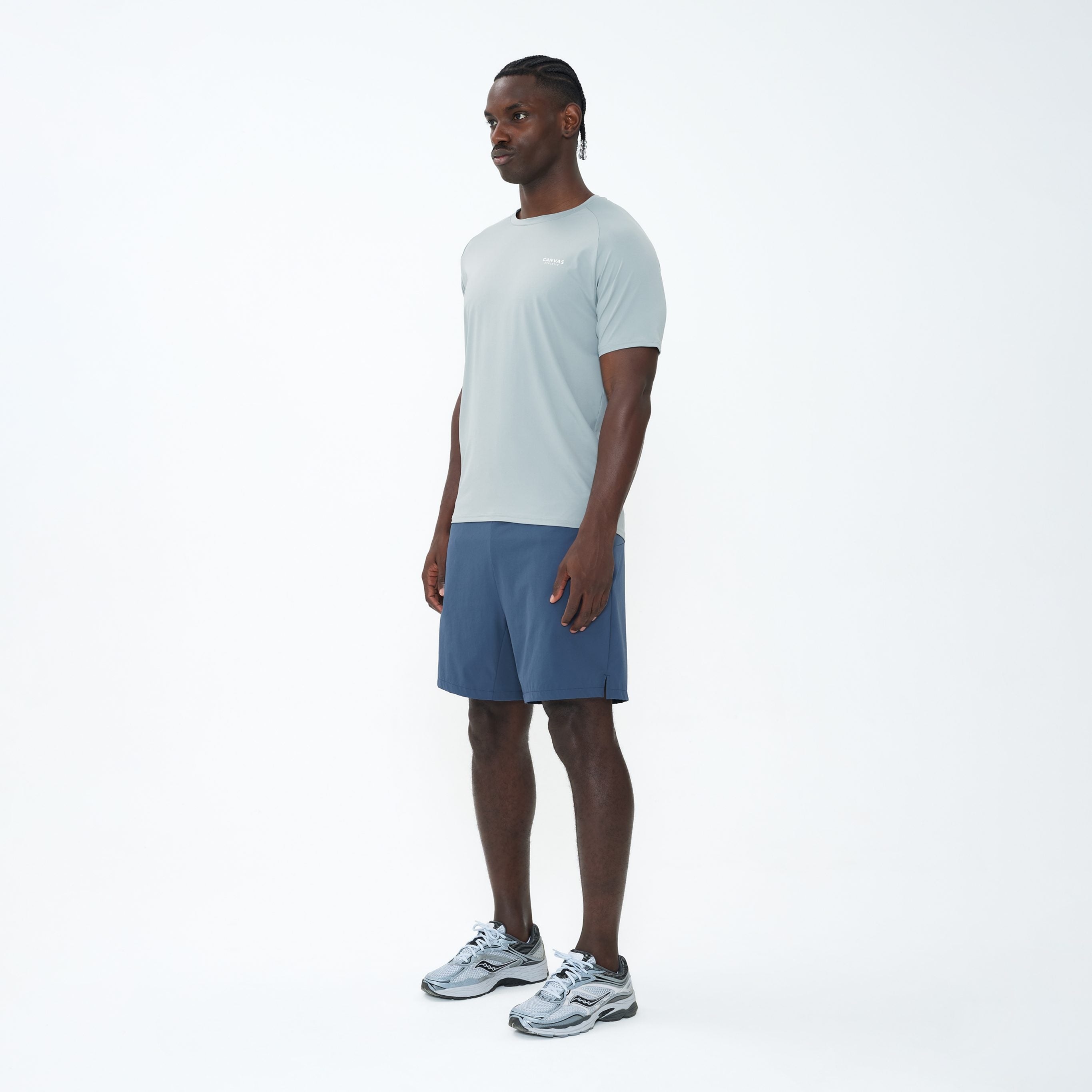 Canvas Athletic Core Tech T-Shirt in sage grey, view 2