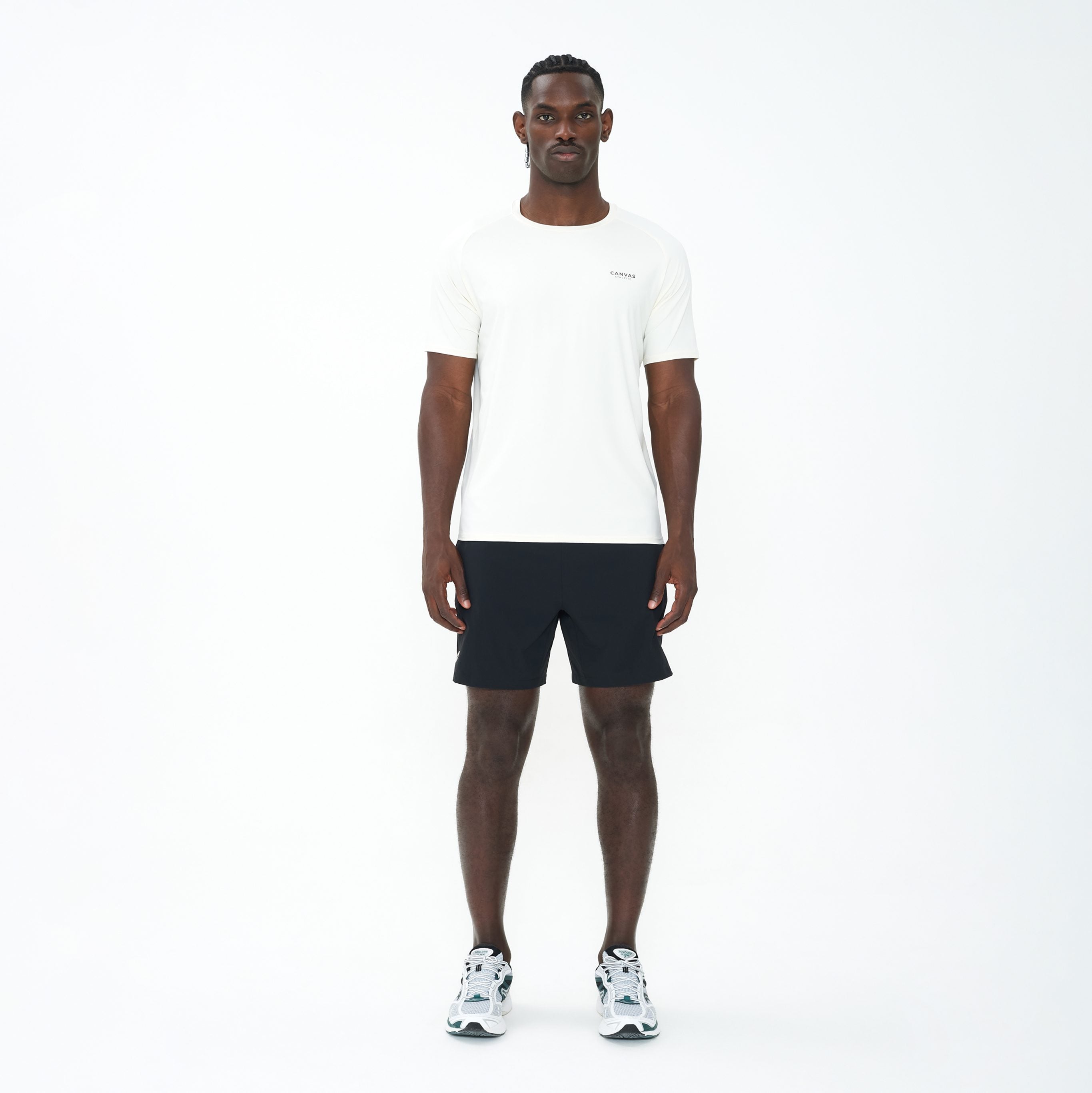 Canvas Athletic Core Tech T-Shirt in Cream, front view