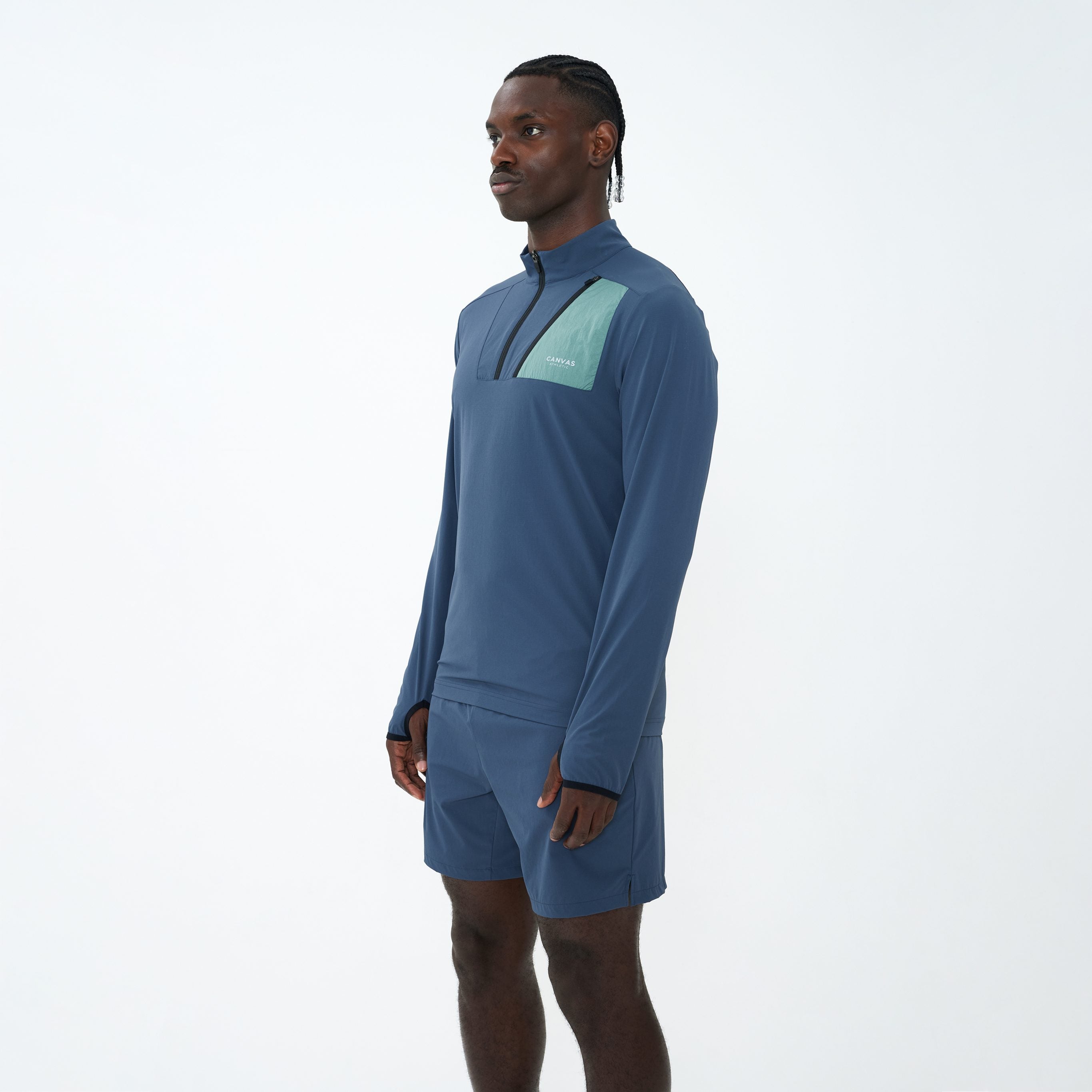 Canvas Athletic Tech 1/4 Zip in slate blue, view 7